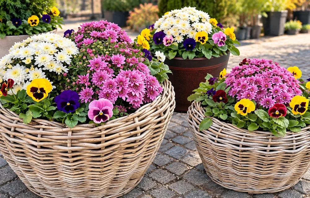 Autumn Planter Arrangements – Ideas with Pansies and Chrysanthemums
