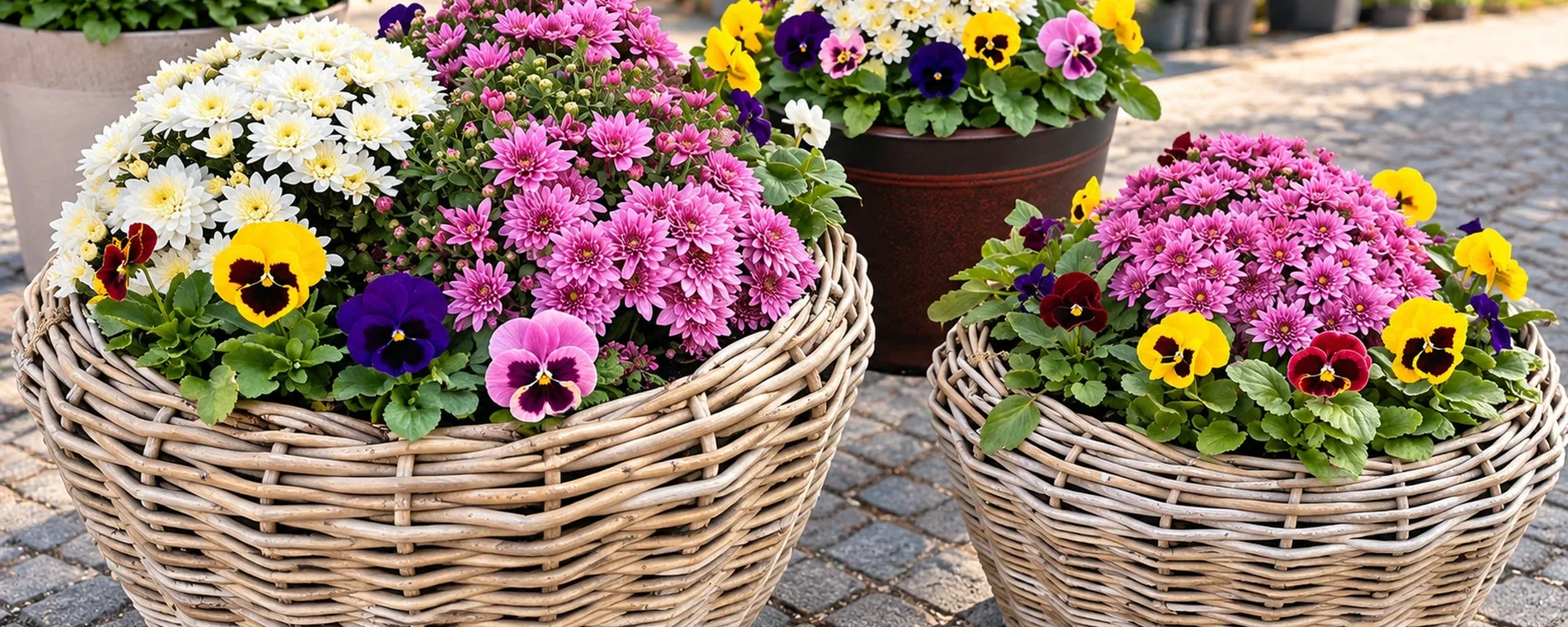 Autumn Planter Arrangements – Ideas with Pansies and Chrysanthemums