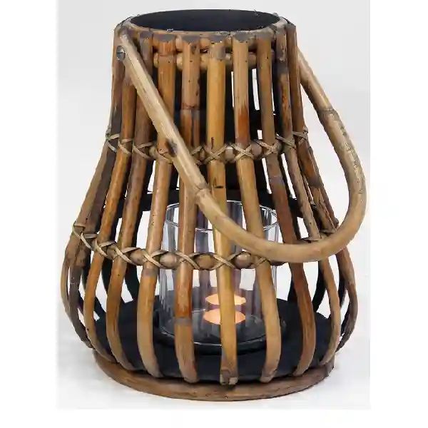 Фенер Натурал/Тъмно сив-Lantern Natural/Dark Grey Ø28x30см-Incl Glass