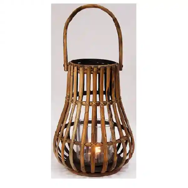 Фенер Натурал/Тъмно сив-Lantern Natural/Dark Grey Ø35x45см-Incl Glass