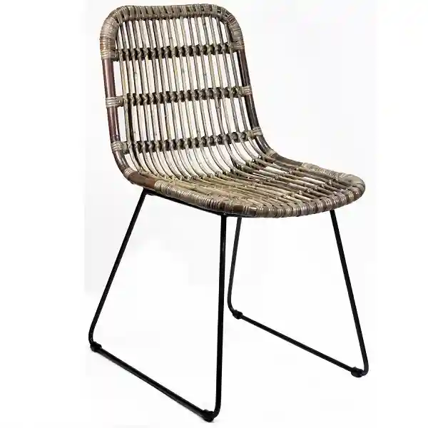 Стол Трапезен Кафяв-Chair Dining Metal/Rattan Brown 46x57x84см