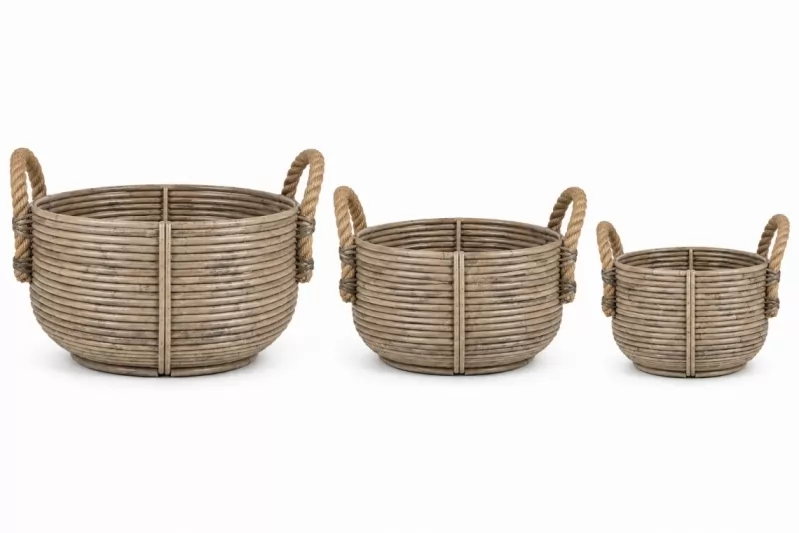 Саксия купа Стрипе Сива-Bowl ound Stripe Grey Ø40x20см