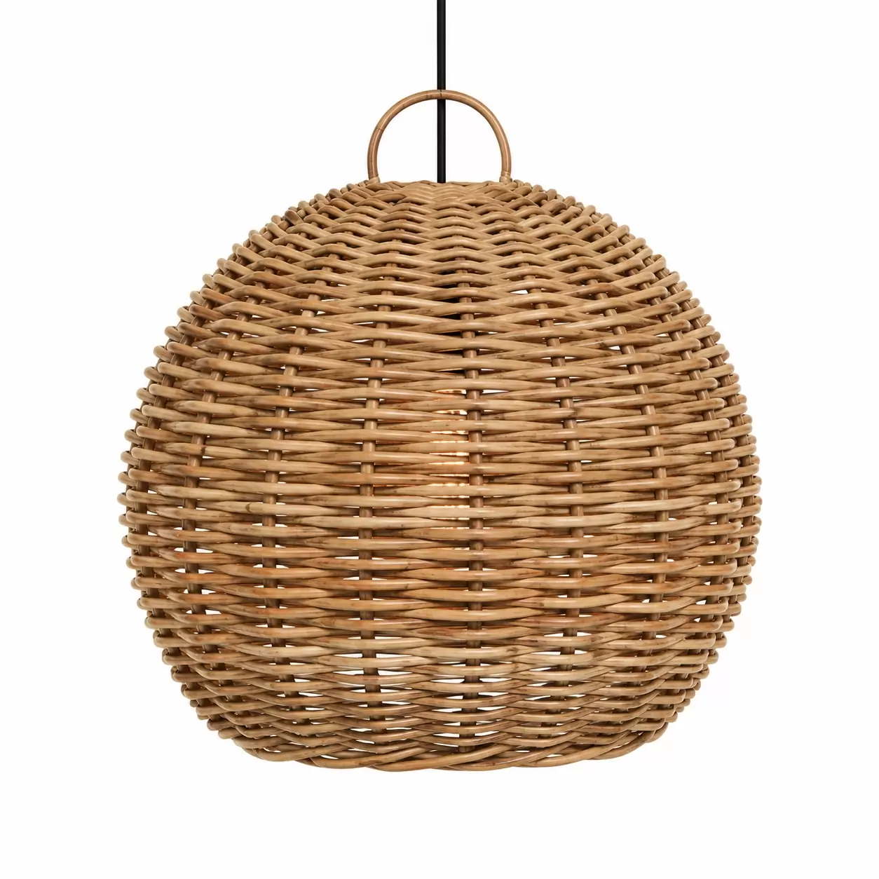 Лампа Глобус Ратан Сива-Lamp Rattan Grey Ø80x65см
