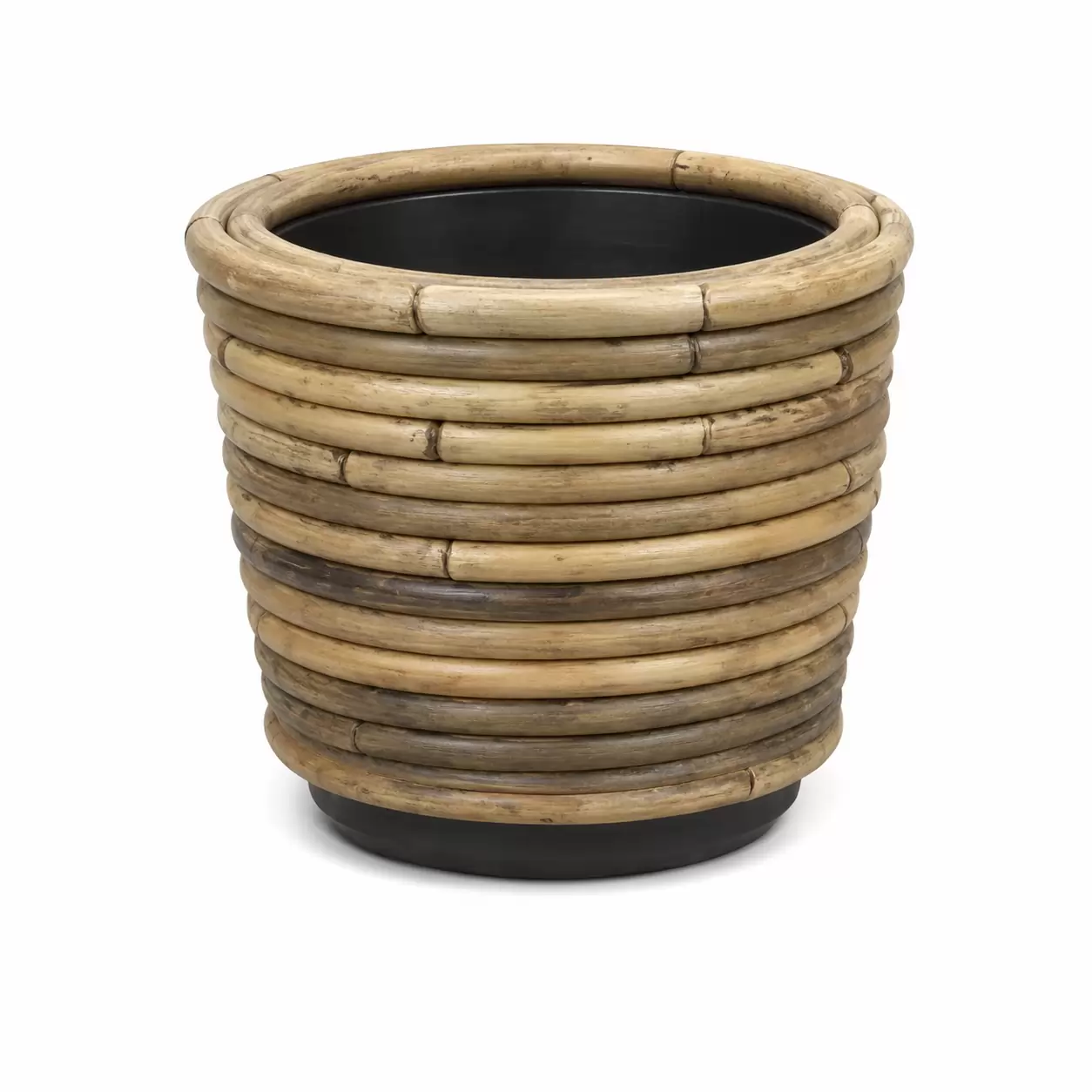 Саксия Ратан Стрипе Сива-Drypot Rattan Grey Stripe D14H12см