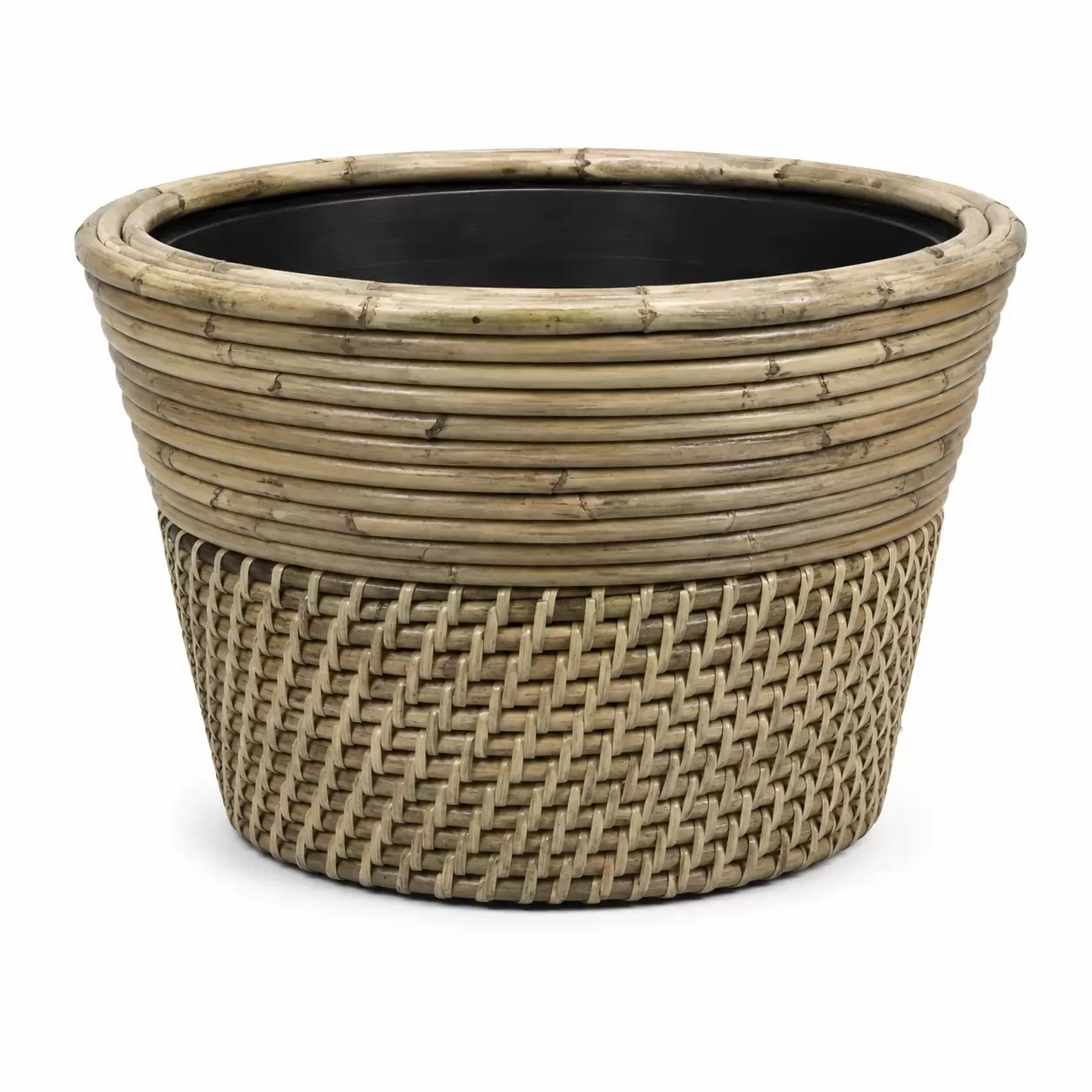 Саксия Ратан Сива Ломбок-Drypot Rattan Grey Lombok Ø32x23см