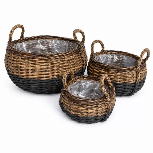 Кошница Абака Бляк-Basket Bowl Abaca Black Ø55x34см