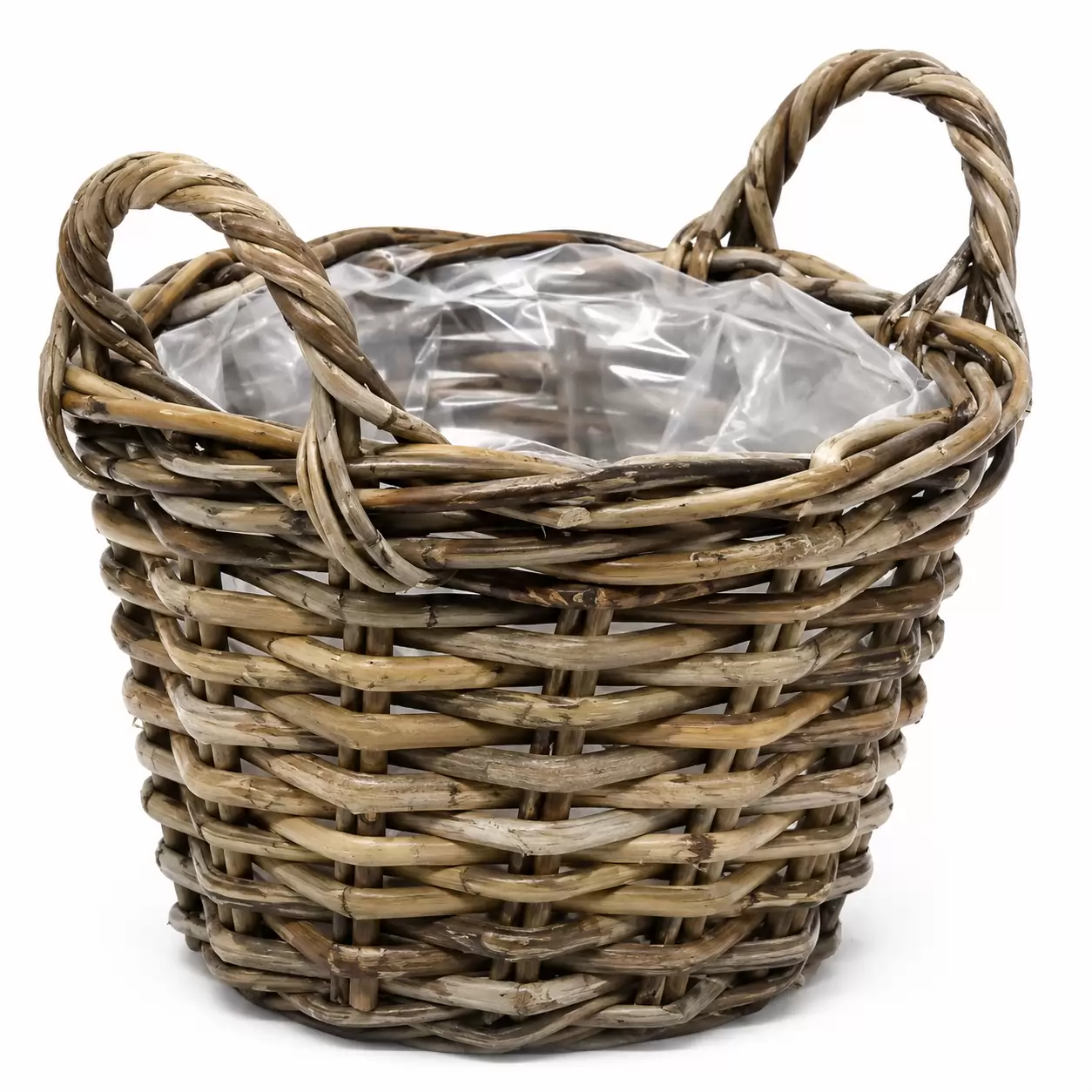 Саксия Класическа Ратан Сив-Planter Classic Rattan Grey Ø35x25см