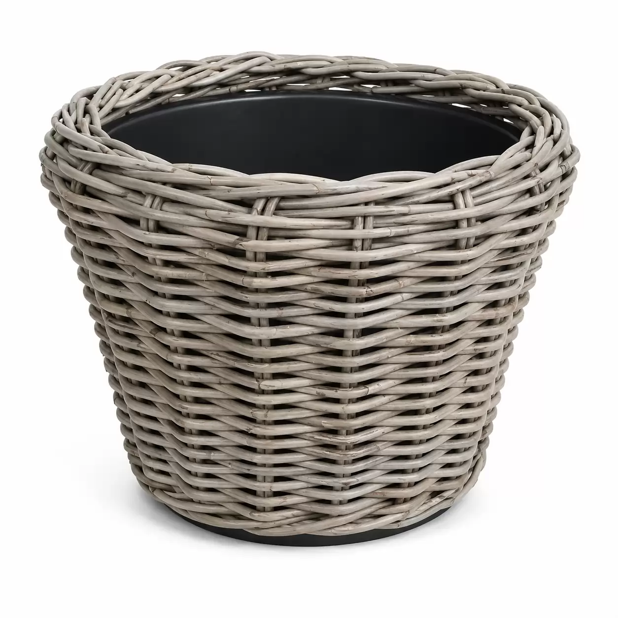 Саксия Кръгла Ратан Сив-Drypot Rattan Round Grey D32H23см