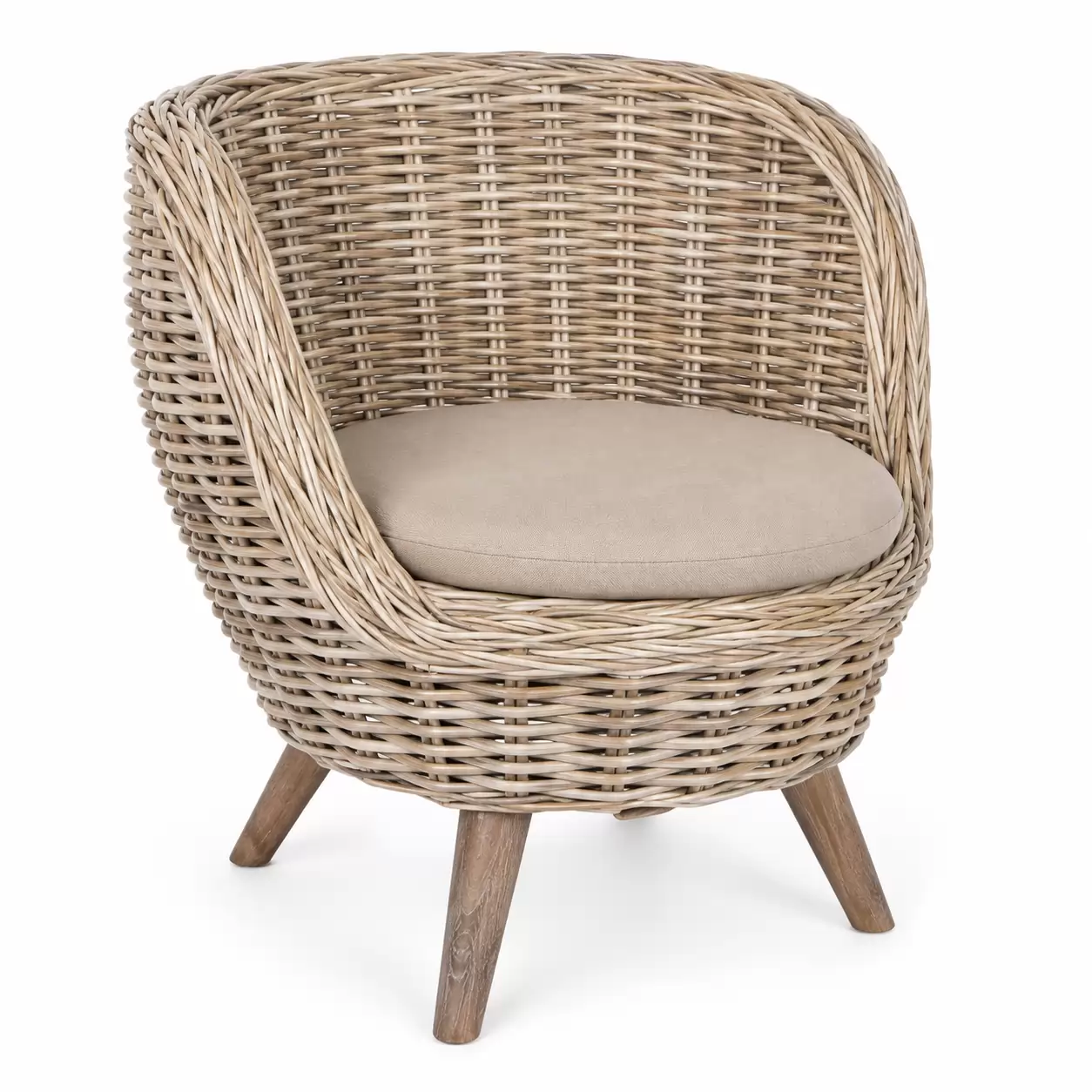 Стол Ратан Сив-Chair Bucket Rattan Grey 82x77x70см