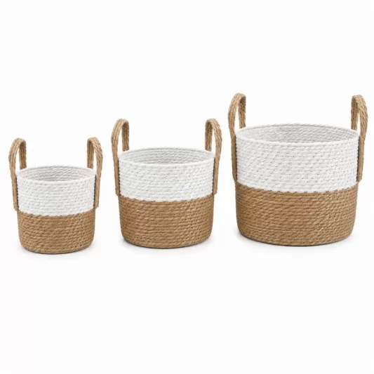 Кошница Натурал Бляк-Baskey Seagrass Natural/White Ø32x28см
