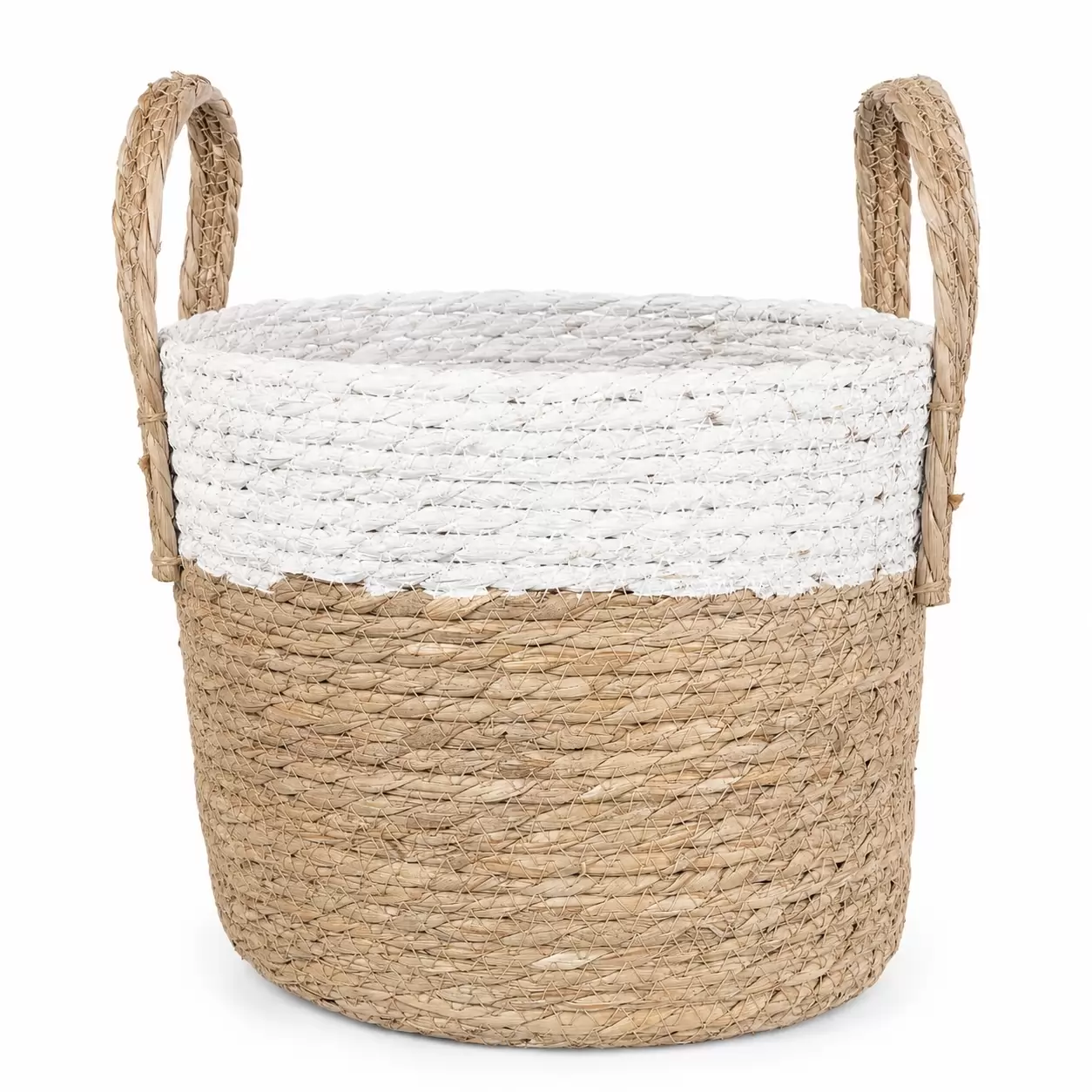 Кошница Натурал Бляк-Baskey Seagrass Natural/White Ø26x23см