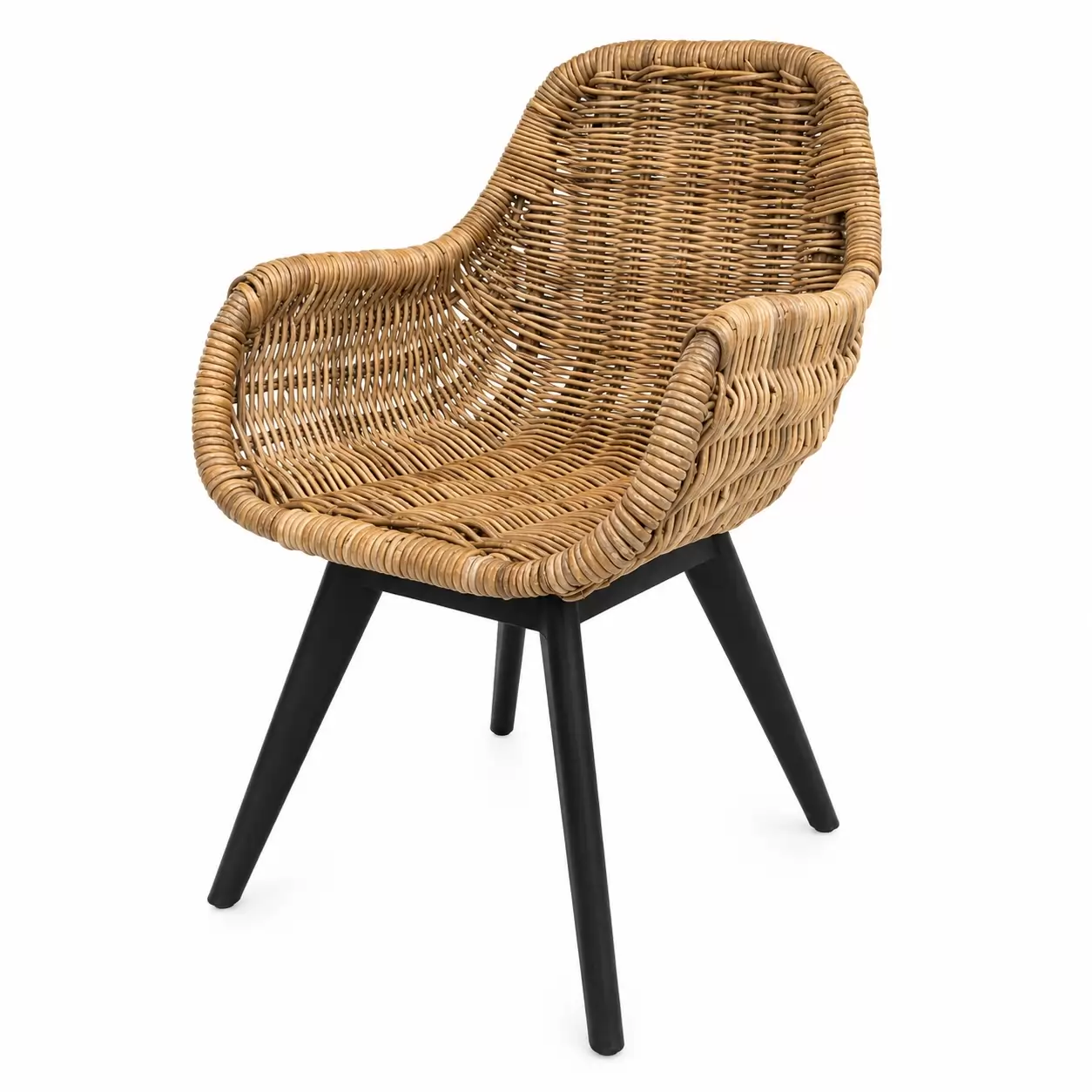 Стол Ратан Черни крака-Chair Lounge Rattan-Black Legs 56x60x83