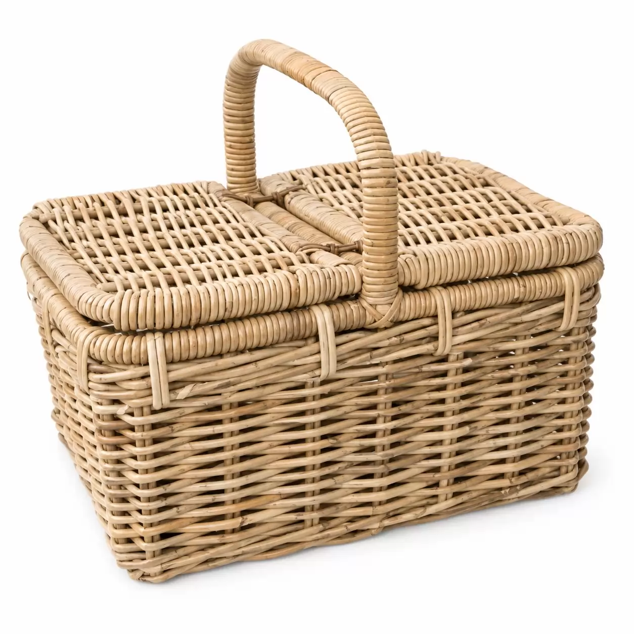 Кошница с капак-Handle Basket Rattan Grey 50x35x25cм
