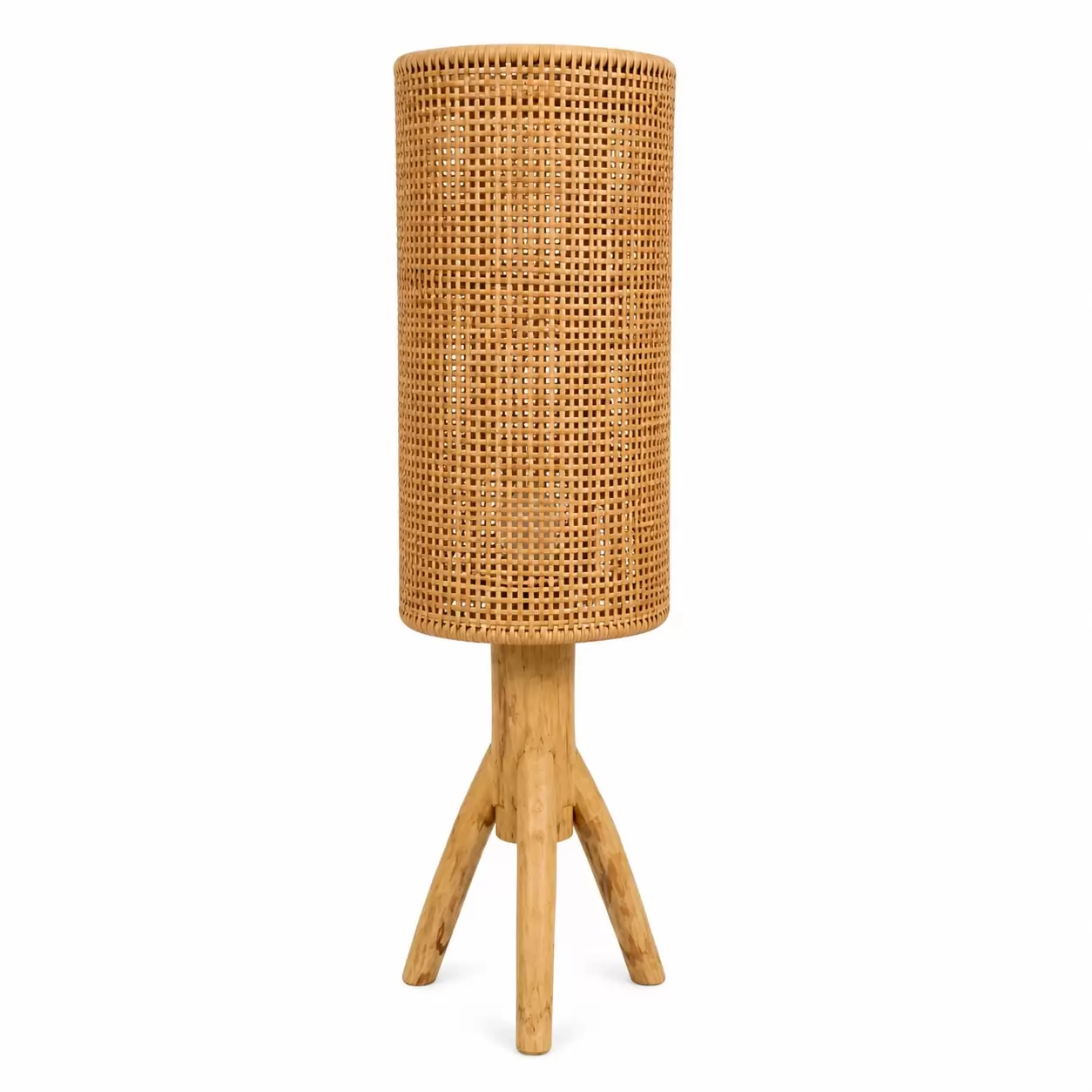Стояща лампа-Lamp Standing Wood/Webbing Rattan Ø40x135cм