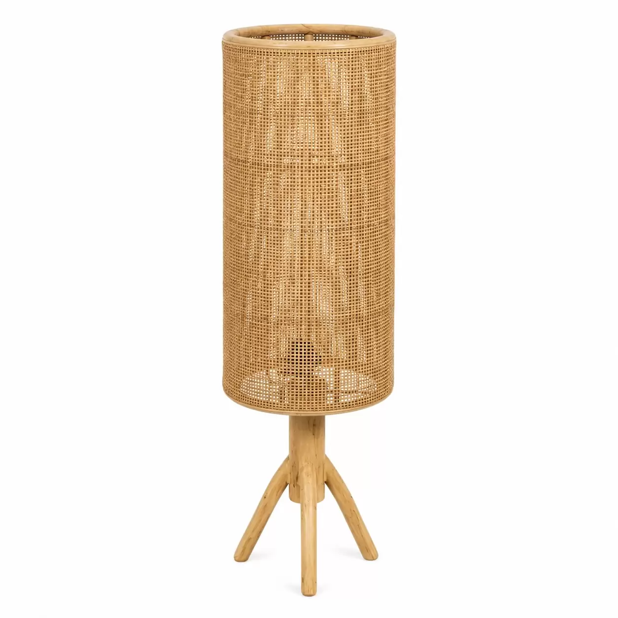 Стояща лампа-Lamp Webbing Rattan Blond On Foot Ø30x115cм - Fine