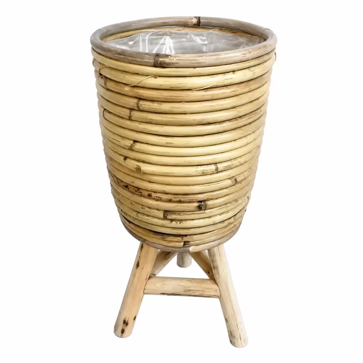 Саксия-Pot Stripe Wooden Legs Grey Ø20x33см