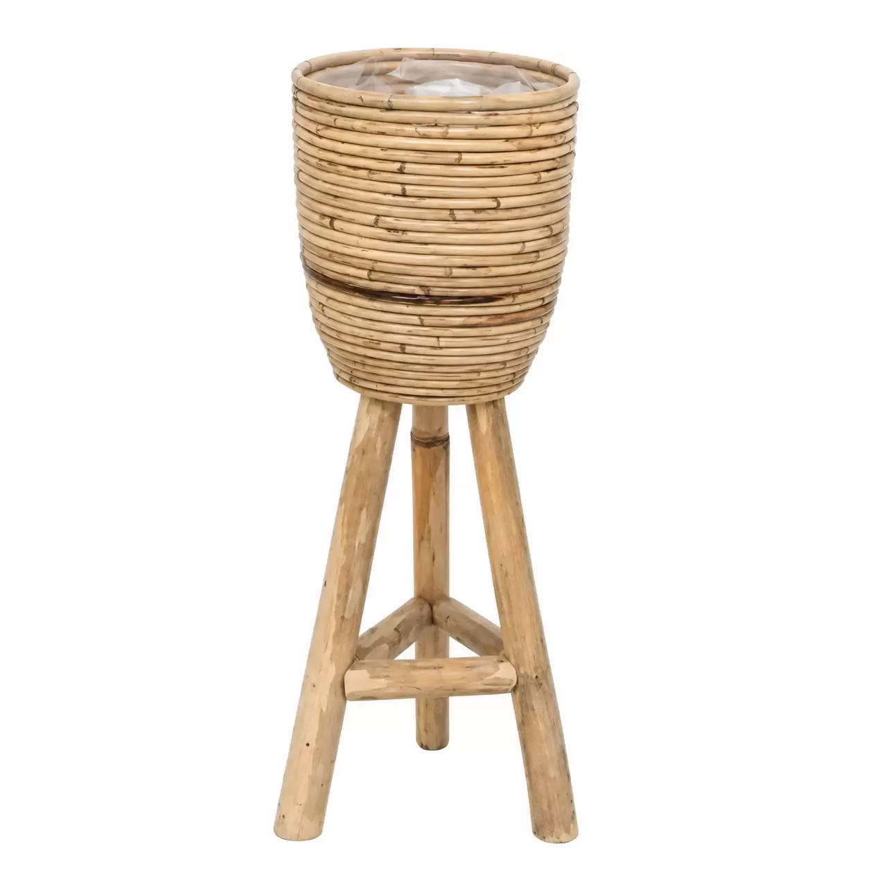 Саксия-Pot Stripe Wooden Legs Grey Ø25x64cм