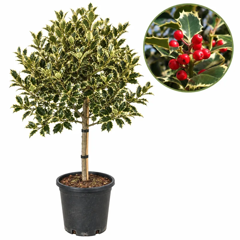 Ilex aquifolium 'Variegatum' Stem 50cm, Crown 40cm