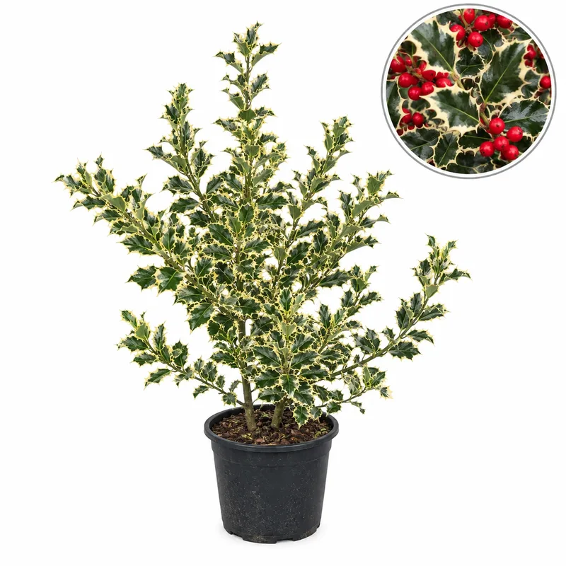 Илекс пъстролистен 60-80см / Ilex aquifolium 'Variegatum'